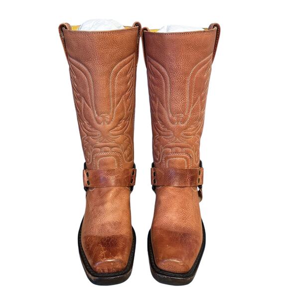 Frye Vintage Peach Eagle Harness Leather Mid Calf Boots Size 6 - Picture 3 of 13